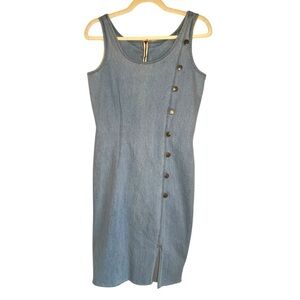 Vintage 80s 100% Cotton Denim Dress Size Medium